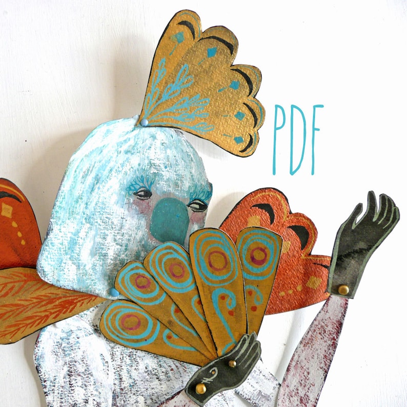 PDF Papagena Articulated Paper Doll / Hinged Beasts Series image 1