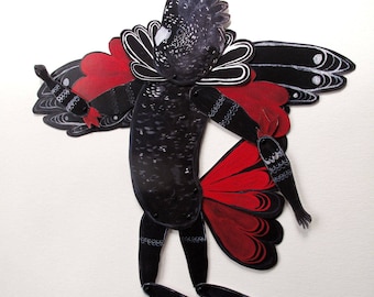 Black Cockatoo Articulated Paper Doll DIY / Hinged Beasts Series