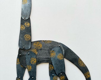 SALE Brachiosaurus Blue & Silver or Gold  / Paper Doll Articulated / Hinged Beasts Series