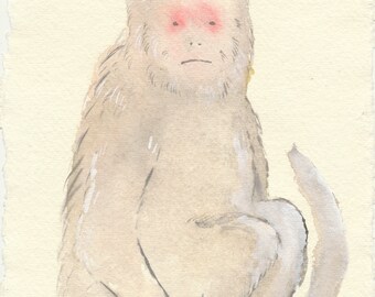 Macaque 1 /  Original / A5 small paintings cotton rag paper