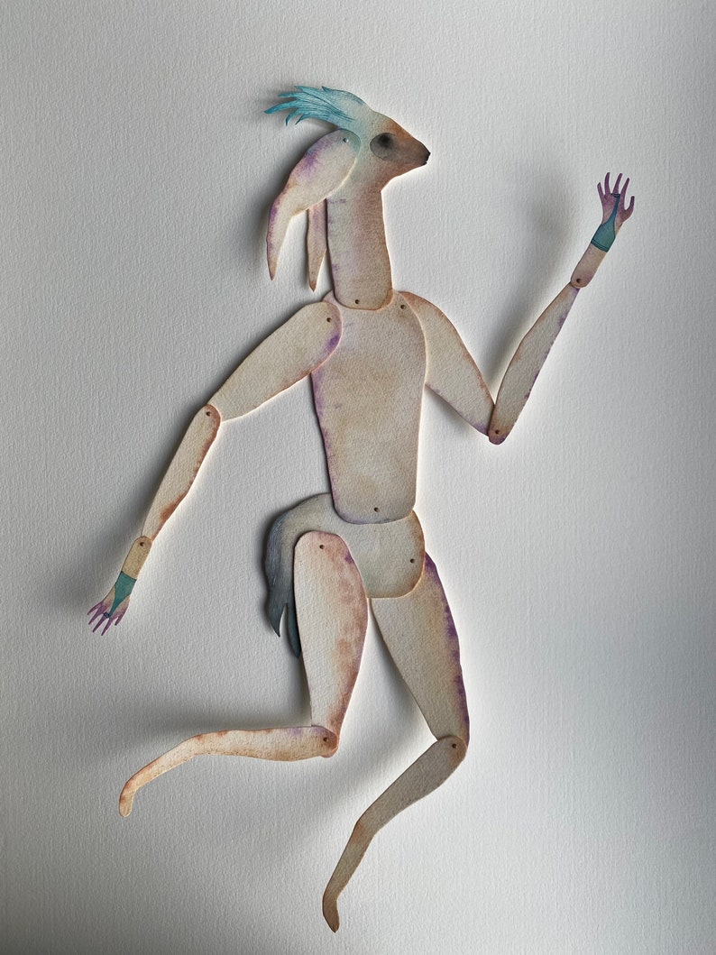 SALE Forest Spirit II / Original Paper Doll Articulated / watercolour image 3