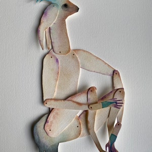 SALE Forest Spirit II / Original Paper Doll Articulated / watercolour image 2