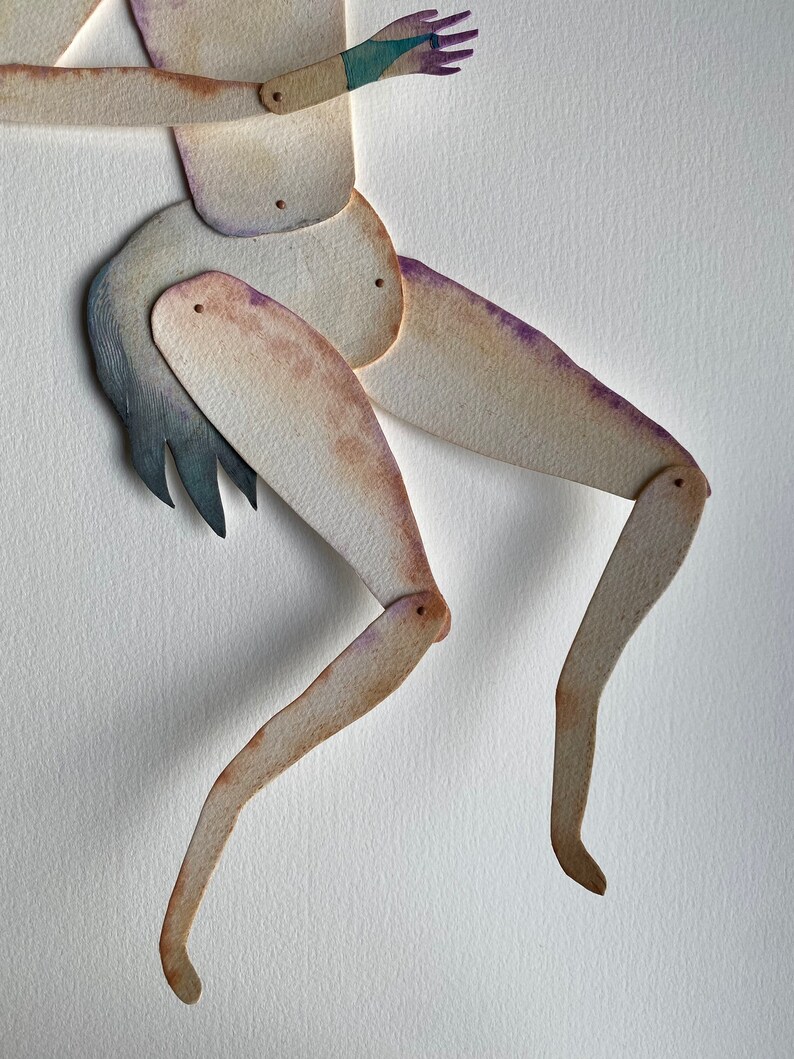 SALE Forest Spirit II / Original Paper Doll Articulated / watercolour image 6