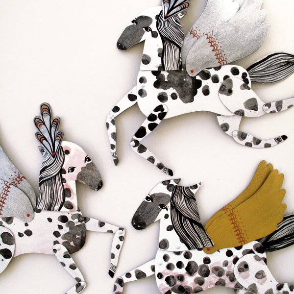 Pearl / Appaloosa Horse Articulated Decoration  / Hinged Beasts Series