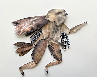 Tawny Frogmouth  Articulated Paper Doll / Hinged Beasts Series