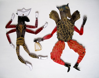 PDF Four Armed Kanga Man & Papageno Paper Doll / Hinged Beasts Series