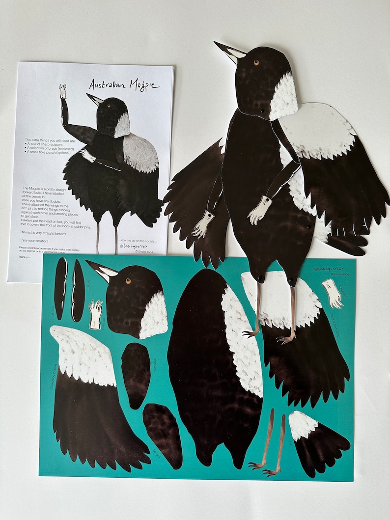 Australian Magpie Articulated DIY Kit image 2