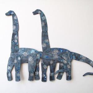 SALE Brachiosaurus Blue & Silver or Gold  / Paper Doll Articulated / Hinged Beasts Series