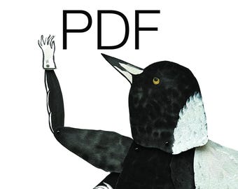 Australian Magpie PDF instant download Articulated DIY Kit