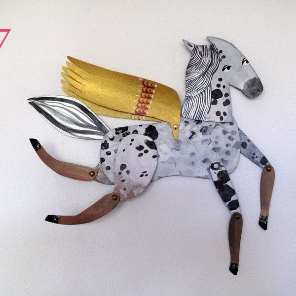 Pearl / Appaloosa Horse Articulated Decoration  / Hinged Beasts Series