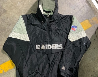 SELTENE Vintage Oakland Raiders Starter Kapuzenjacke Pro Line NFL 1/4 Reißverschluss