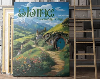 The Shire Vintage Travel Poster | Canvas Wall Art Print | Iconic Posters Prints Paintings Photos Home Decor