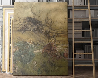 A Midsummer Night&#39;s Dream Scene (1908) by Arthur Rackham | Canvas Wall Art Print | Iconic Posters Prints Paintings Photos Home Decor