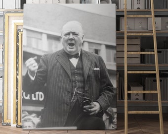 Winston Churchill World War 2 | Canvas Wall Art Print | Iconic Posters Prints Paintings Photos Home Decor
