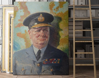 Winston Churchill Royal Air Force | Canvas Wall Art Print | Iconic Posters Prints Paintings Photos Home Decor