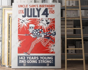 Cumpleaños del tío Sam, 4 de julio (1918), Arte de pared en lienzo, Pósteres icónicos, Impresiones, Pinturas, Fotos, Decoración del hogar