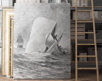 Moby Dick - Whale Eating Boat  | Canvas Wall Art | Iconic Posters Prints Paintings Photos Home Decor