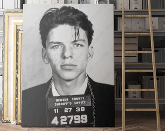 Frank Sinatra Prison Mug Shot Canvas Wall Art Print | Iconic Posters Prints Paintings Photos Home Decor