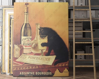 Absinthe Bourgeois 1902 - Cat Drinking Absinthe | Canvas Wall Art Print | Iconic Posters Prints Paintings Photos Home Decor