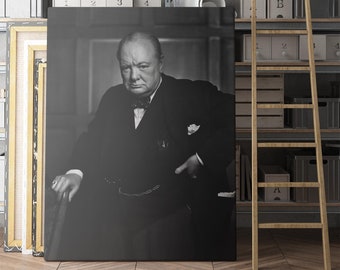 Winston Churchill World War Two | Canvas Wall Art Print | Iconic Posters Prints Paintings Photos Home Decor