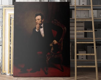 Abraham Lincoln In His Study | Canvas Wall Art | Iconic Posters Prints Paintings Photos Home Decor