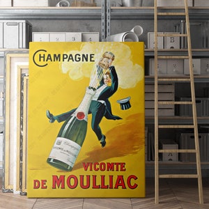 Póster publicitario Vintage de champán Vicomte de Moulliac, lienzo, impresión artística de pared, carteles icónicos, impresiones, pinturas, fotos, decoración del hogar