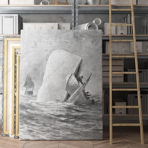 Moby Dick - Whale Eating Boat  | Canvas Wall Art | Iconic Posters Prints Paintings Photos Home Decor