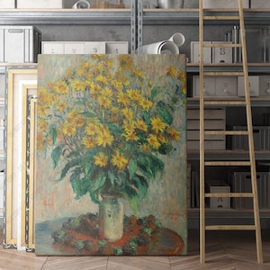 Jerusalem Artichoke Flowers (1880) by Claude Monet | Canvas Wall Art Print | Iconic Posters Prints Paintings Photos Home Decor