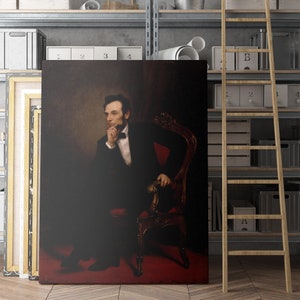 Abraham Lincoln In His Study | Canvas Wall Art | Iconic Posters Prints Paintings Photos Home Decor