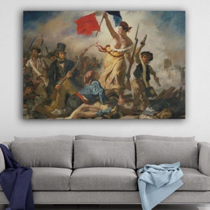 Liberty Leading The People by Eugène Delacroix | Canvas Wall Art Print | Iconic Posters Prints Paintings Photos Home Decor