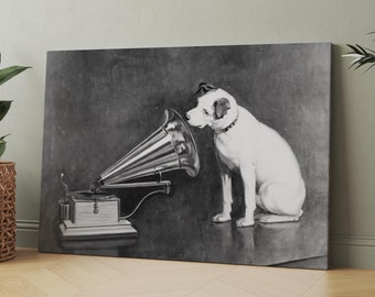 Nipper the Dog Listening to a Phonograph 1898 | Canvas Wall Art | Iconic Posters Prints Paintings Photos Home Decor