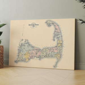Map of Cape Cod 1880 | Canvas Wall Art Print | Iconic Posters Prints Paintings Photos Home Decor