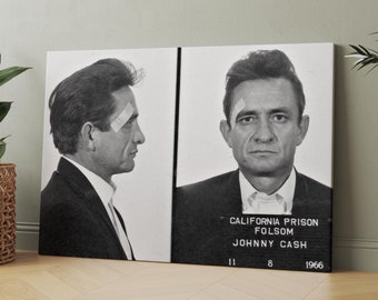Johnny Cash Prison Mug Shots Canvas Wall Art Print | Iconic Posters Prints Paintings Photos Home Decor