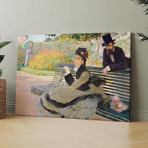 Camille Monet on a Garden Bench (1873) by Claude Monet | Canvas Wall Art Print | Iconic Posters Prints Paintings Photos Home Decor