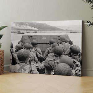 Approaching Omaha Beach D Day | Canvas Wall Art | Iconic Posters Prints Paintings Photos Home Decor