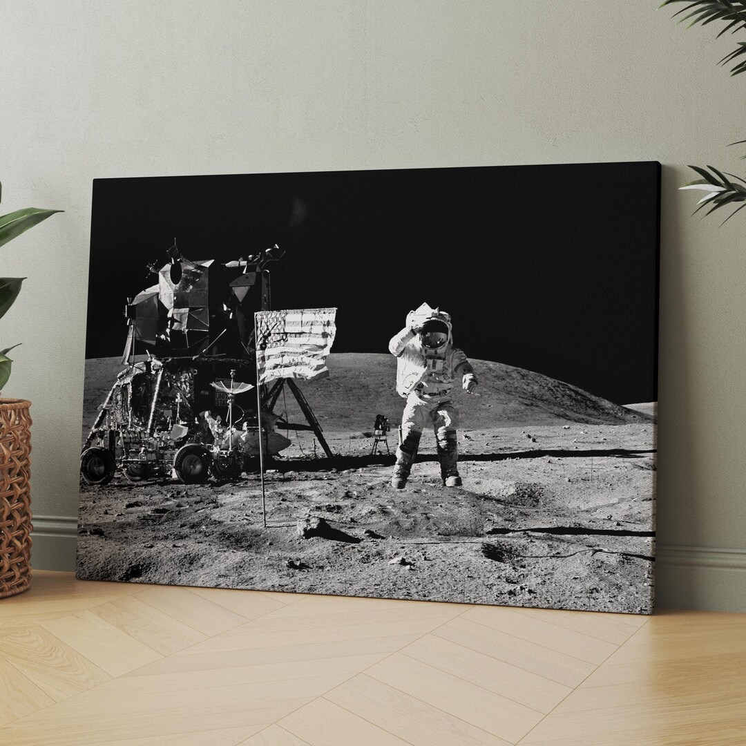 Apollo 16 Man on the Moon | Canvas Wall Art | Iconic Posters Prints ...