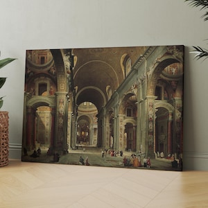 The Nave of St. Peter's Basilica in the Vatican by Giovanni Panini Canvas Wall Art Print | Iconic Posters Prints Paintings Photos Home Decor