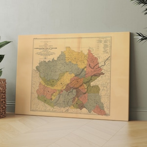 1884 Cherokee Indian Map | Canvas Wall Art Print | Iconic Posters Prints Paintings Photos Home Decor