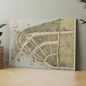 Map of New York as New Amsterdam 1660 | Canvas Wall Art Print | Iconic Posters Prints Paintings Photos Home Decor
