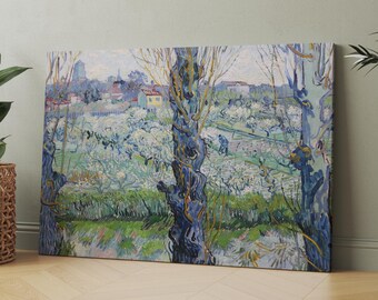 View of Arles, Flowering Orchards (1889) by Vincent van Gogh | Canvas Wall Art Print | Iconic Posters Prints Paintings Photos Home Decor