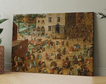 Children's Games (1560) by Pieter Bruegel the Elder | Canvas Wall Art Print | Iconic Posters Prints Paintings Photos Home Decor