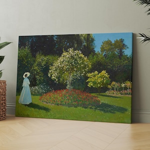 Lady in the Garden (1867) by Claude Monet | Canvas Wall Art Print | Iconic Posters Prints Paintings Photos Home Decor