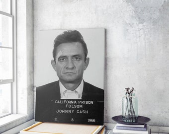 Johnny Cash Prison Mug Shot Canvas Wall Art Print | Iconic Posters Prints Paintings Photos Home Decor