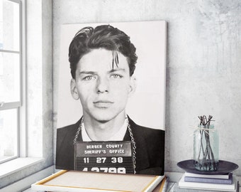 Frank Sinatra Prison Mug Shot Canvas Wall Art Print | Iconic Posters Prints Paintings Photos Home Decor
