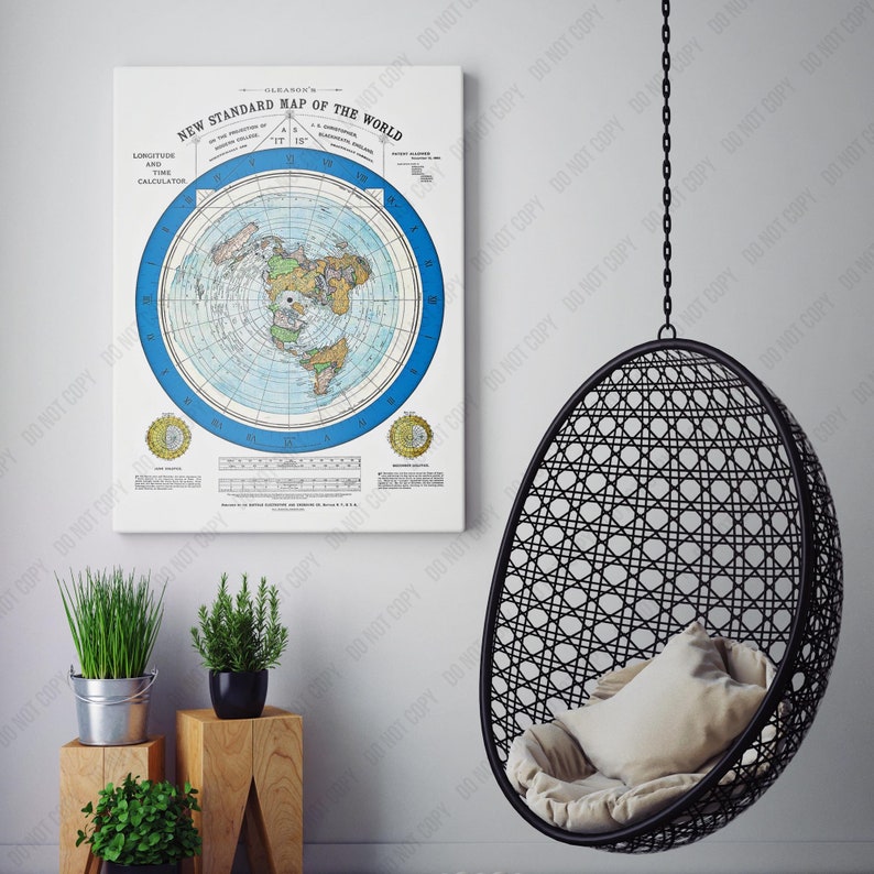 Flat Earth Map 1892 by Alexander Gleason | Canvas Wall Art Print ...