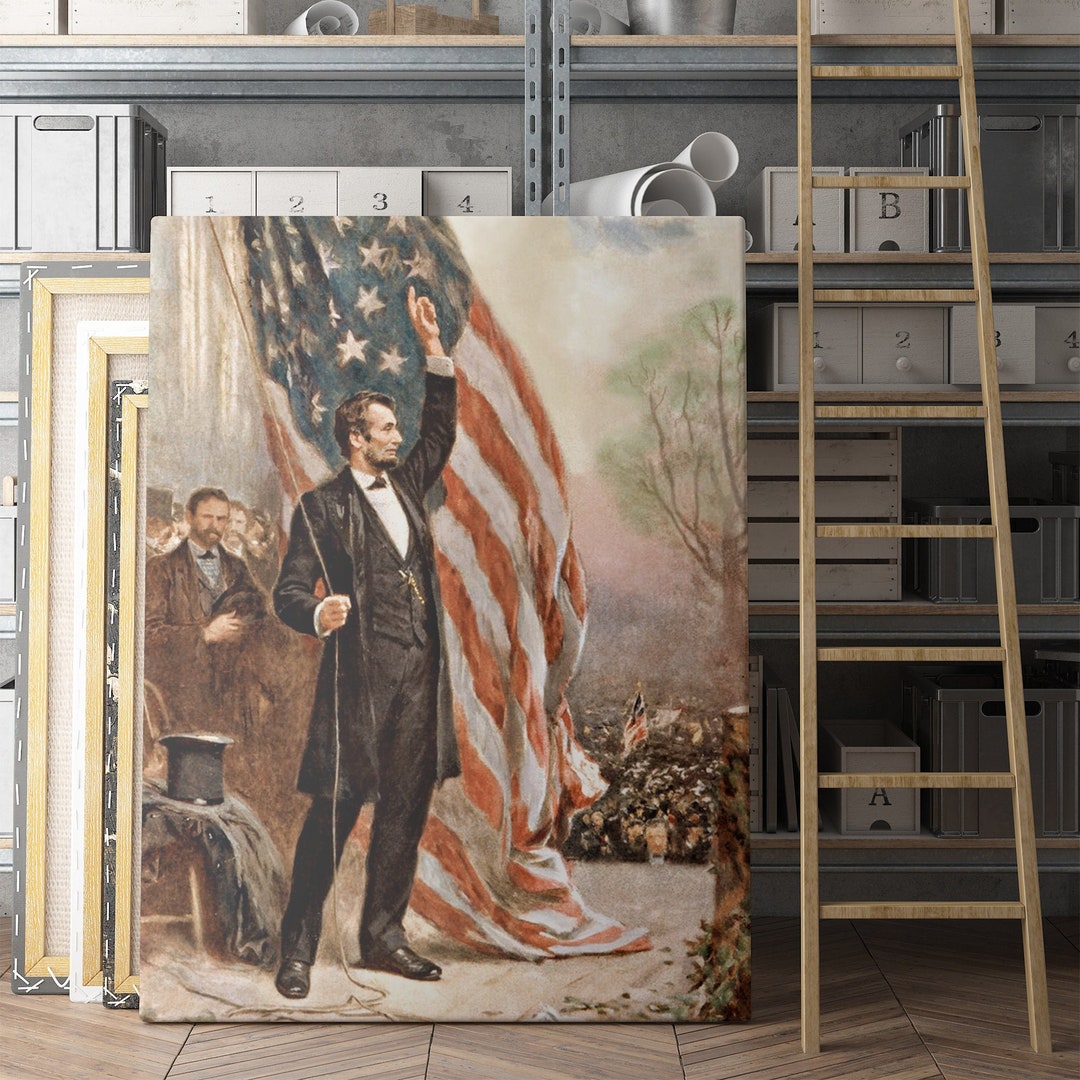 Abraham Lincoln Speech American Flag | Canvas Wall Art | Iconic Posters ...