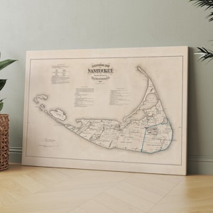 Map of Nantucket 1869 | Canvas Wall Art Print | Iconic Posters Prints Paintings Photos Home Decor