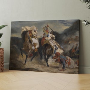 The Combat of the Giaour and Hassan (1826) by Eugène Delacroix | Canvas Wall Art Print | Iconic Posters Prints Paintings Photos Home Decor