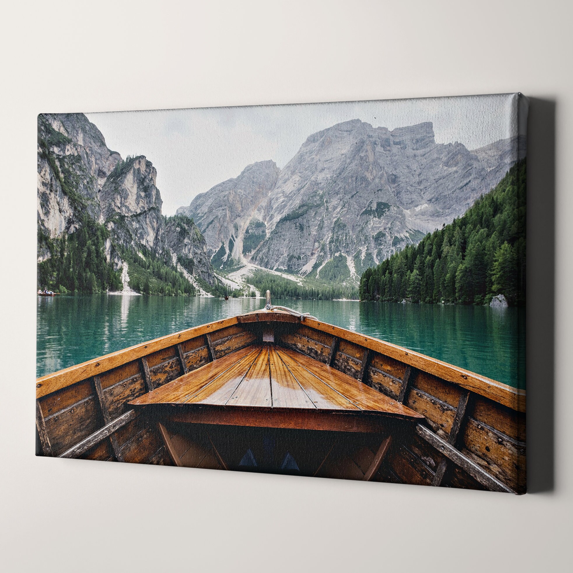 Row Boat on Lake With Mountain | Canvas Wall Art | Iconic Posters ...