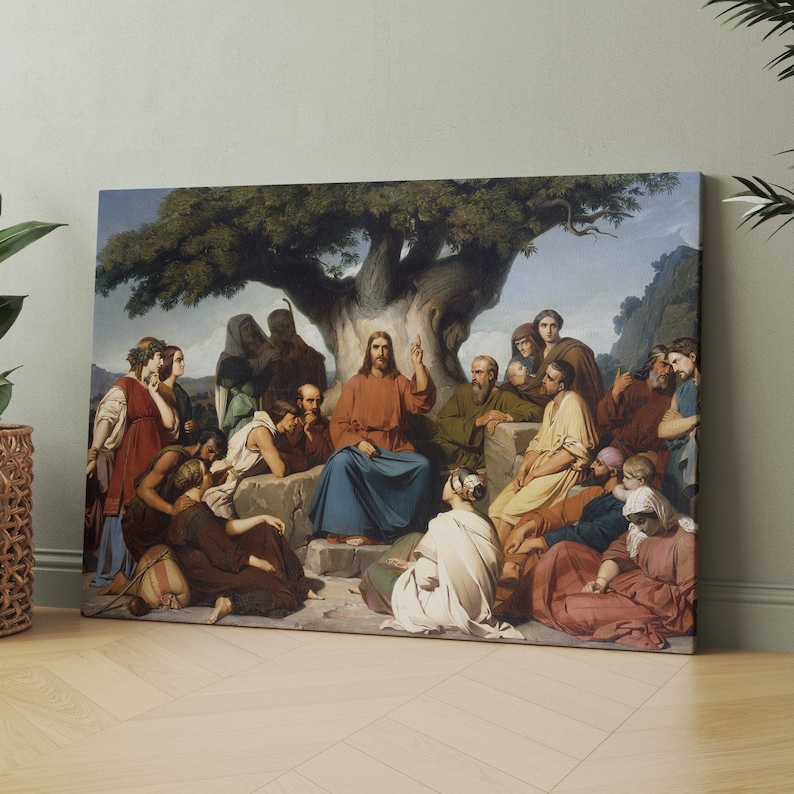 Jesus Christ Sermon on the Mount Canvas Wall Art Print Iconic Posters Prints Paintings Photos ...